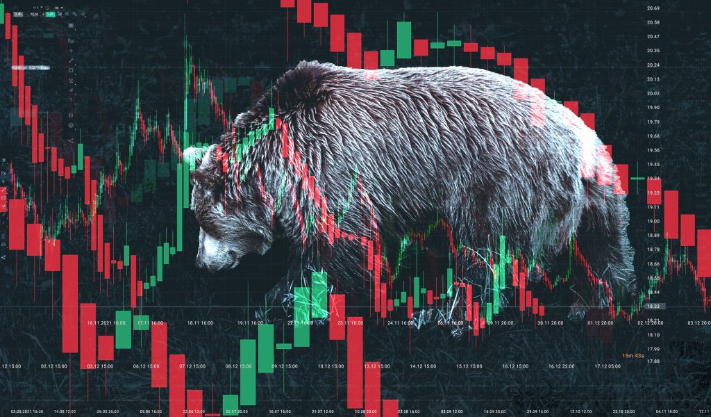 Stock Market Bear Market. Downward Trend Charts On The Investmen